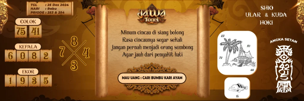Prediksi Togel Jawa Mantap Dari Raja Jawa 25 Desember 2024